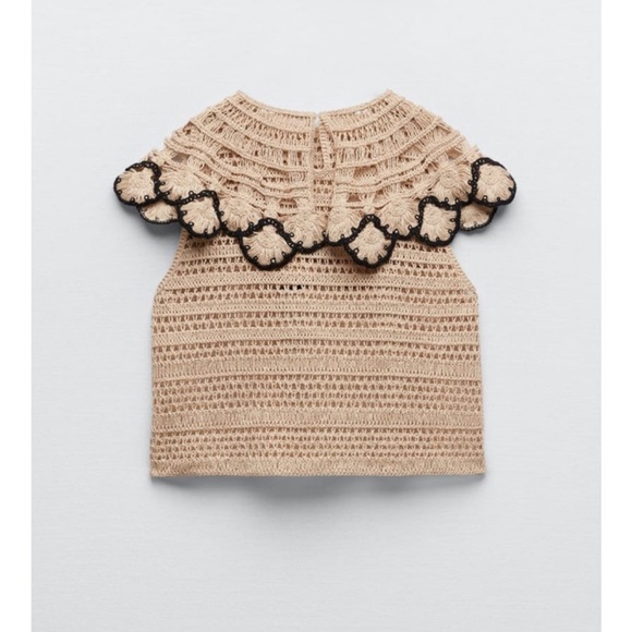 Zara knit bloggers favorite knit bib top Sz Small - Picture 3 of 6